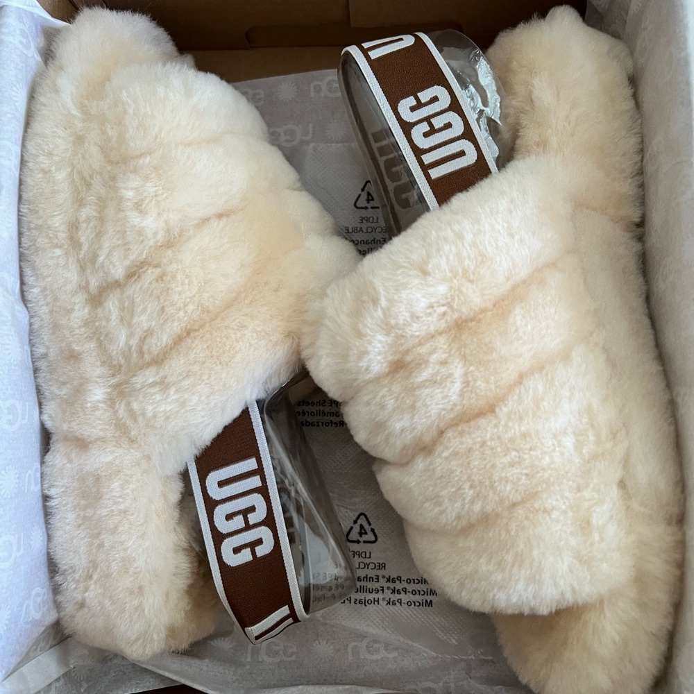 UGG Fluff Yeah Women's Slide Slipper - Natural, Size 7